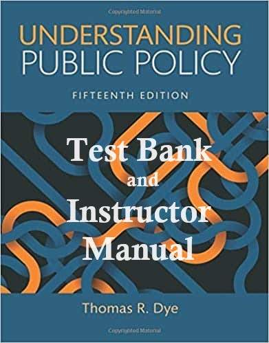 Understanding Public Policy (15th Edition) - Test Bank + IM